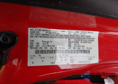 2013 Ford Focus Se z USA, uszkodzony, nr VIN 1FADP3F21DL333048